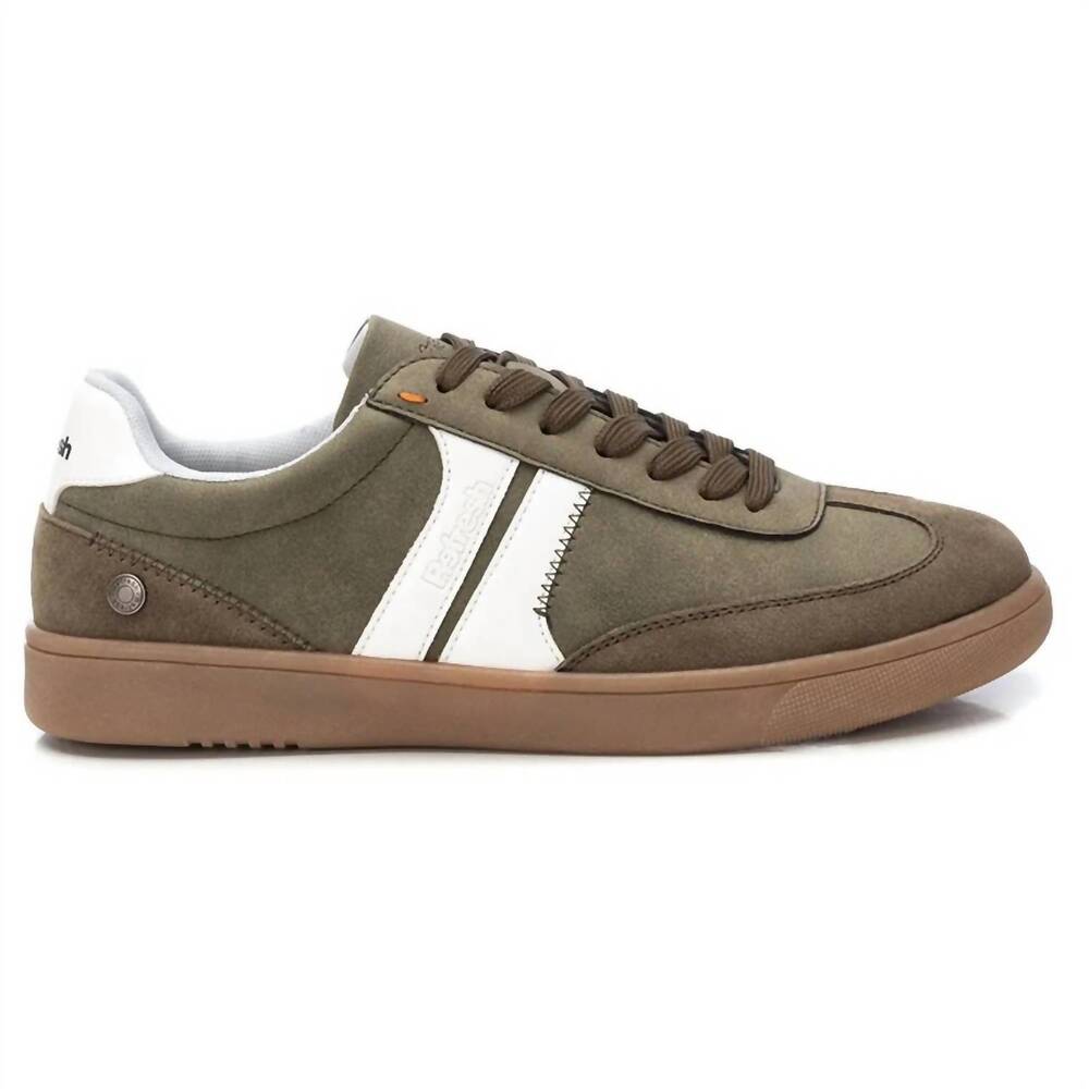 NEW XTI men's lace-up canvas casual sneakers in khaki